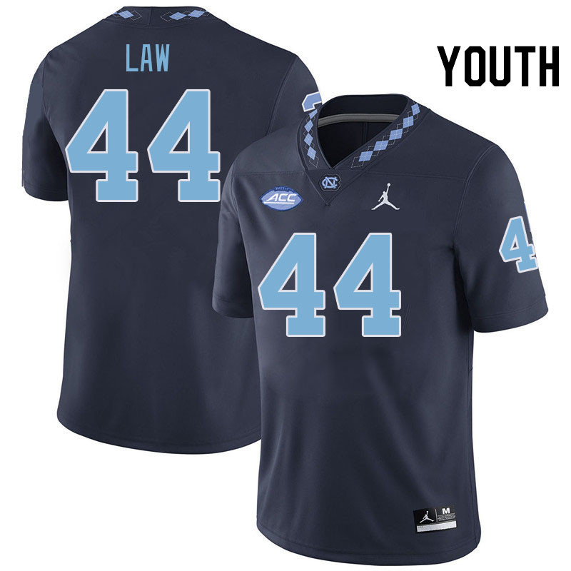 Youth #44 Crews Law North Carolina Tar Heels College Football Jerseys Stitched-Navy